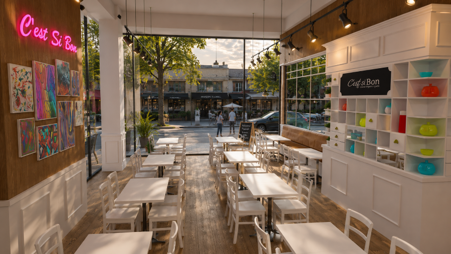 C'est si Bon — render exterior atardecer