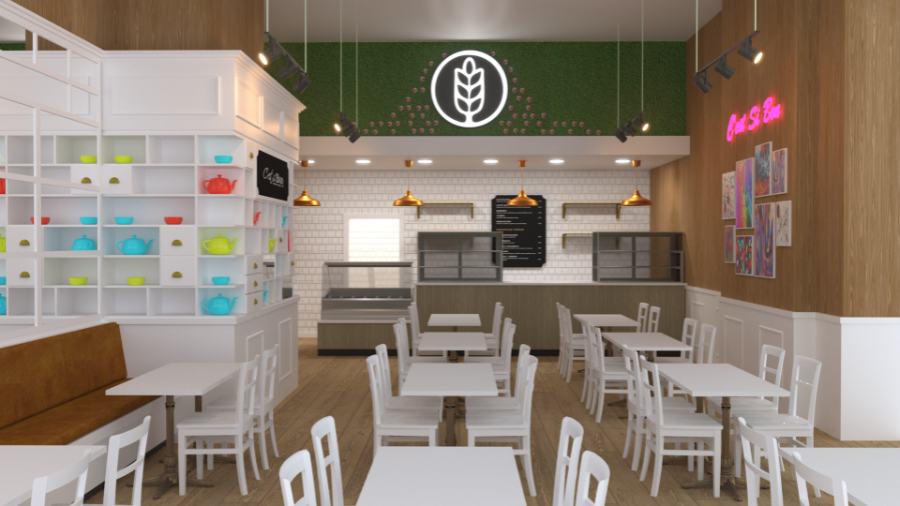 C'est Si Bon — render interior café diseño Vanturia